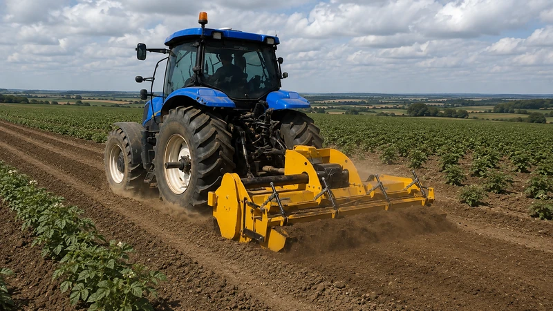 Rotavator machine potato field seedbed preparation deep tillage