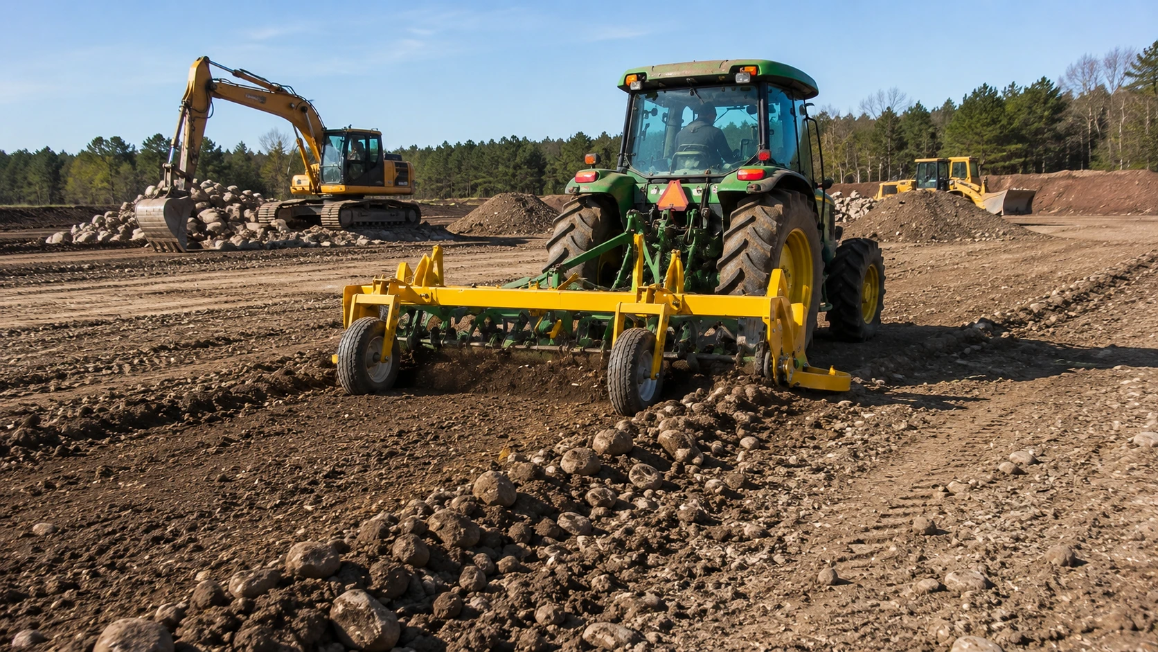 Stone removal machine clearing construction site India