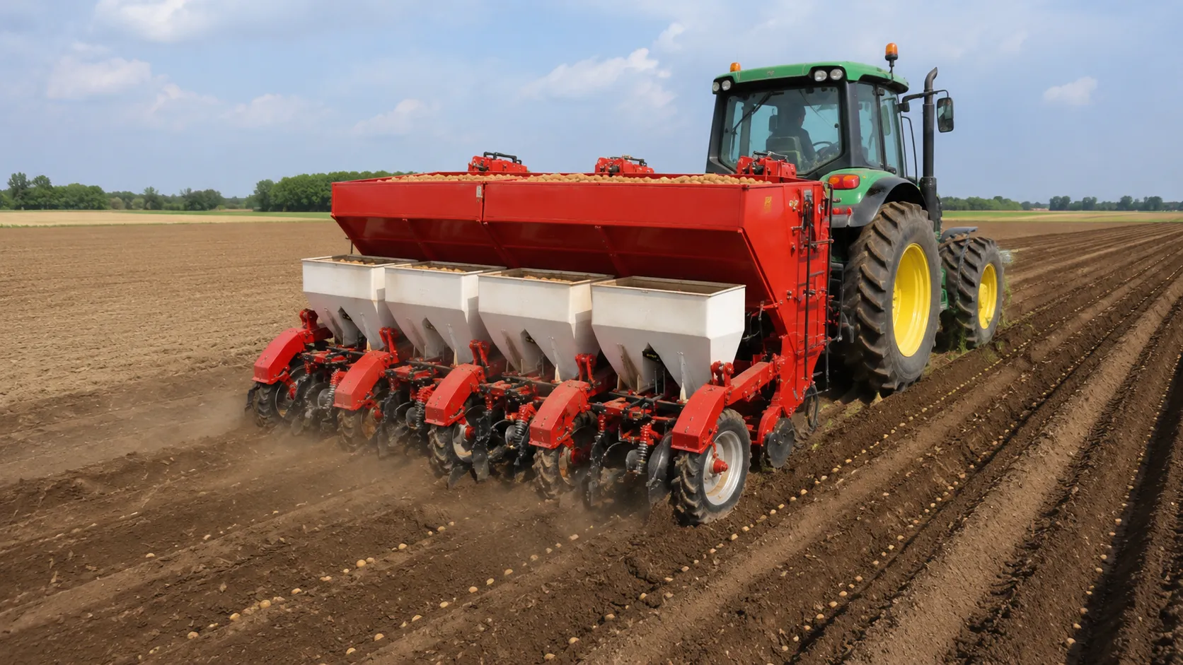 Potato planter simultaneous fertilizer application basal
