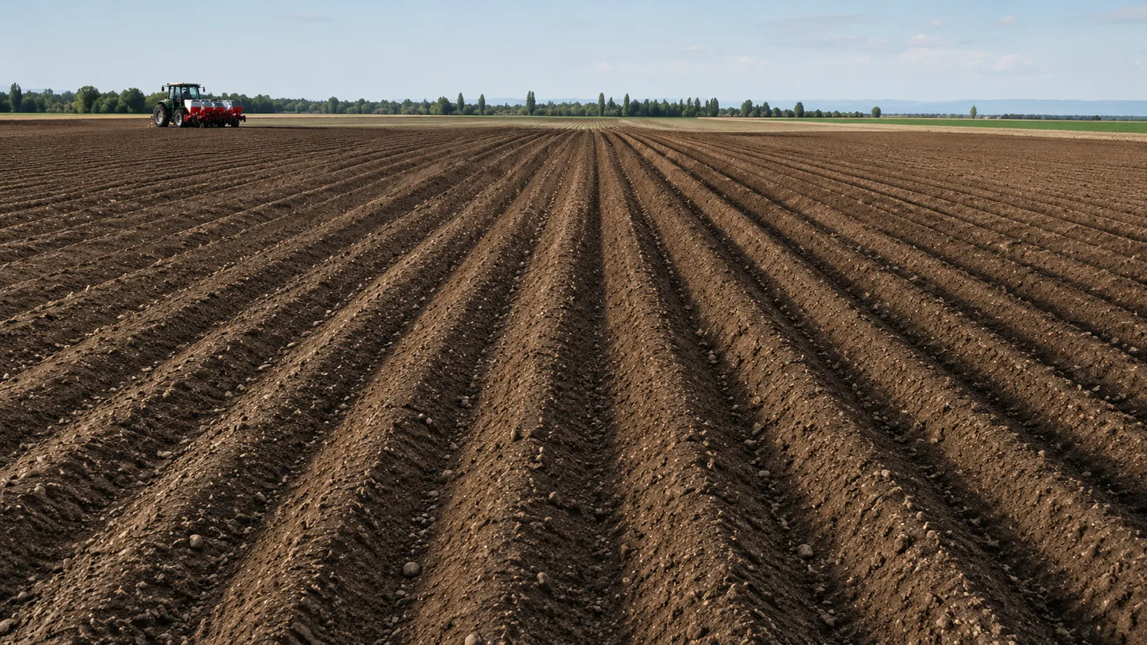 Potato planting result uniform rows precision spacing